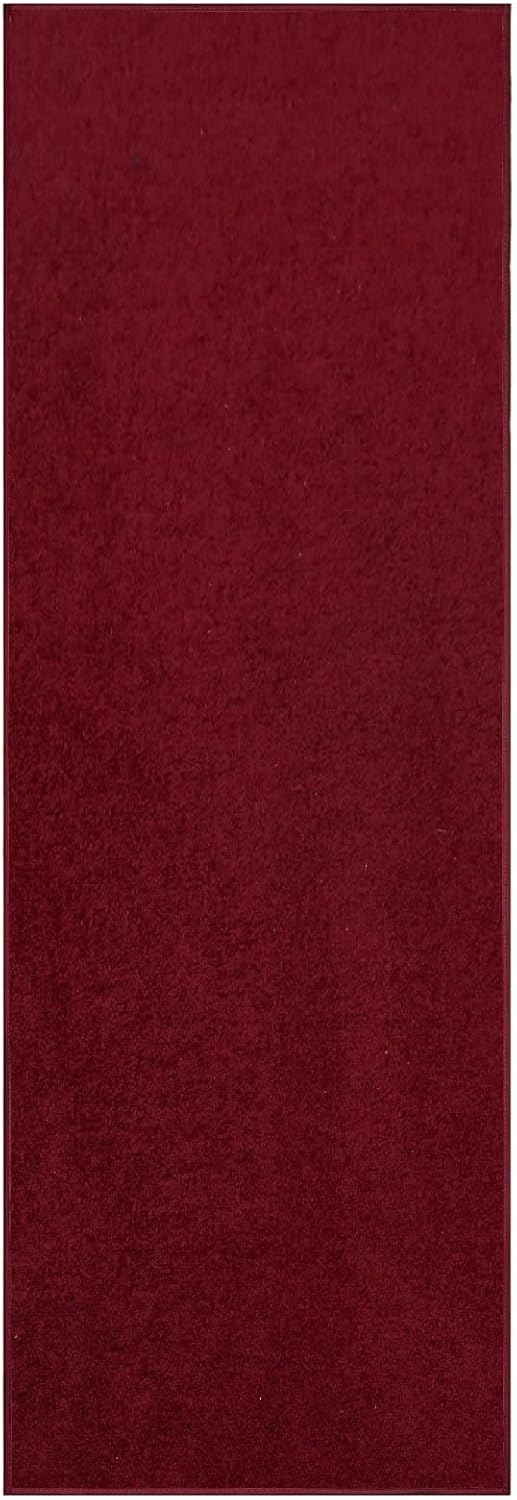 Burgundy Pet Friendly Solid Color Area Rug - 2ft x 10ft Runner