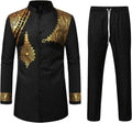 ZEROYAA Men's Traditional Dashiki Suit - Two Piece Ethnic Set