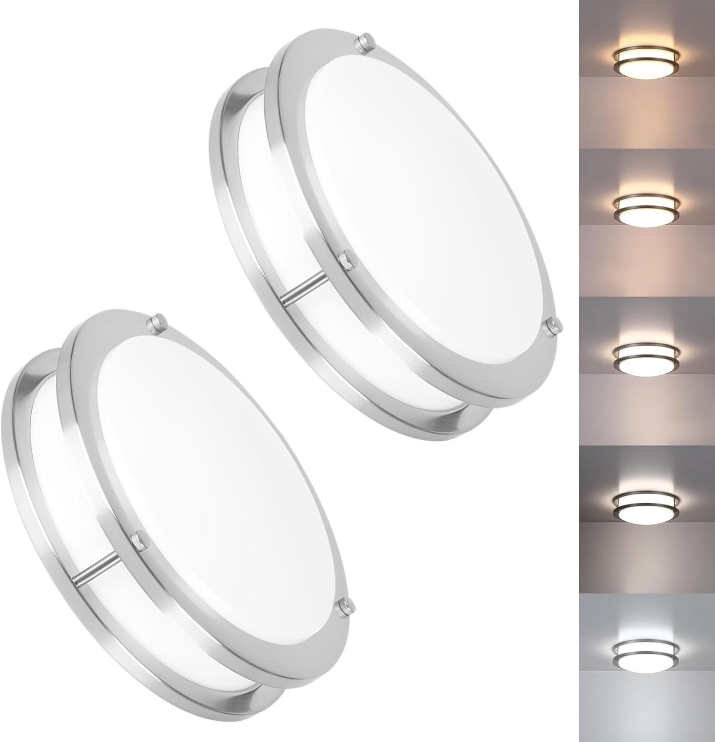 2 Pack Brushed Nickel Ceiling Light Fixture for Any Room