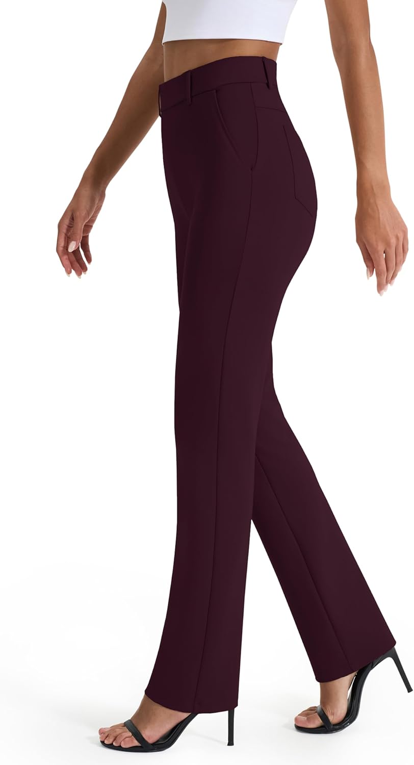 AFITNE Women's Dress Pants Stretchy Straight Leg Yoga Work Slacks