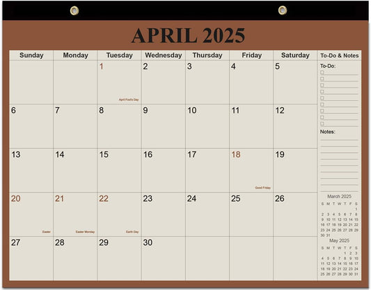 2025-2026 Desk Calendar: 15-Months Organizing for Office & Home, Thick Paper, Beige - 14 x 11