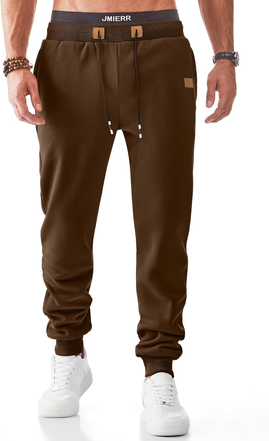 JMIERR Men's Fleece Sweatpants with Zipper Pockets for Comfort