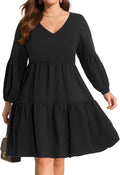 Plus Size Long Sleeve Fall Dress - Flowy Babydoll Tunic Dress