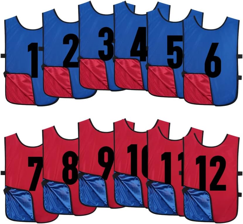 Reversible Numbered Pinnies for Team Practice and Sports