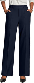 Womens Dress Pants Stretchy Work Pants Wide Leg Slacks - Polished Fit