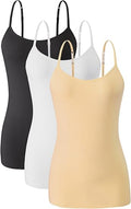 Cotton Camisole Shelf Bra Cami Tank Tops 3-Pack - Comfortable Support