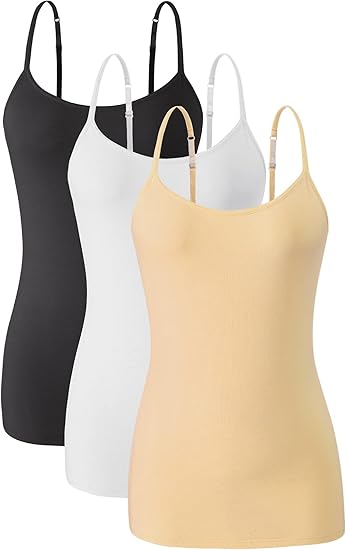 Orrpally Women Cotton Camisole Shelf Bra Cami Tank Tops 3-Pack