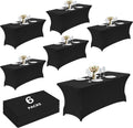 8ft Black Spandex Tablecloth 6 Pack - Fitted Stretch Covers
