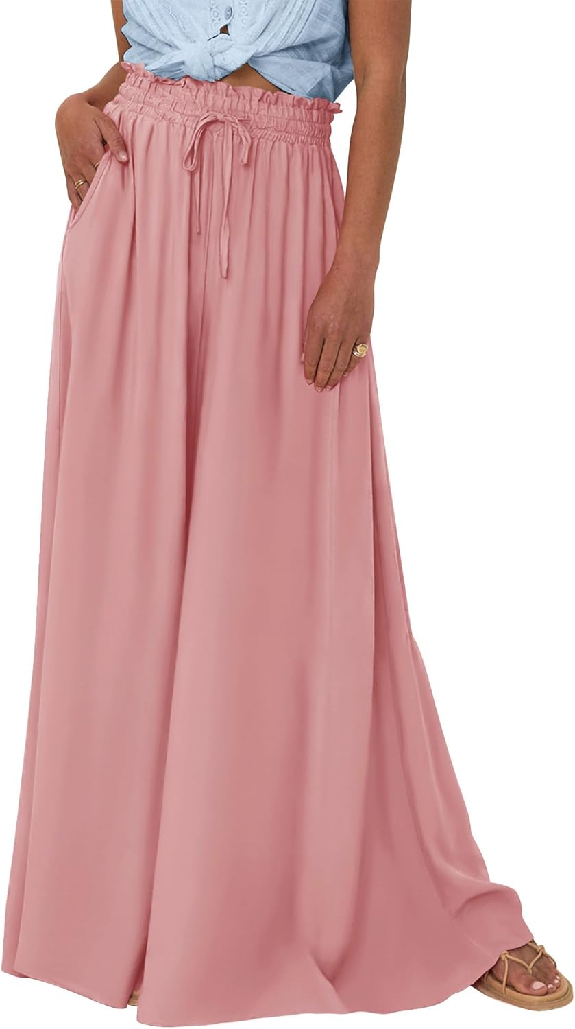 BTFBM Women Casual High Waist Wide Leg Pants for Summer Style