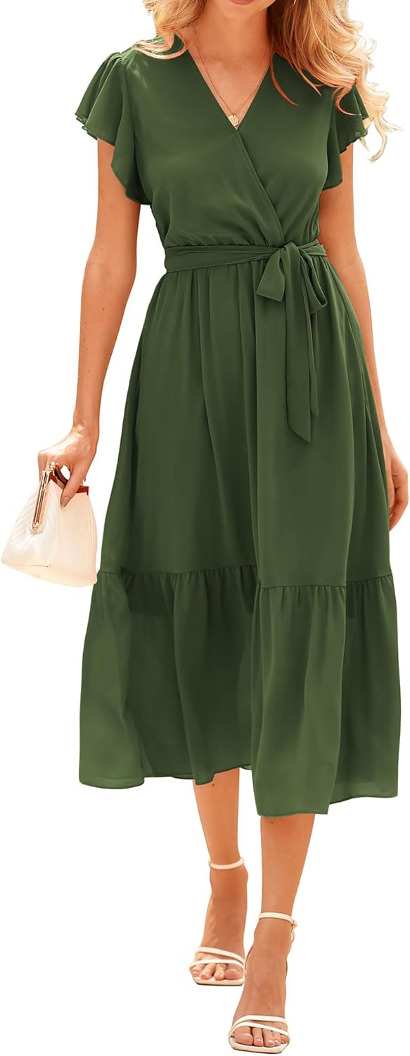 BTFBM Women Summer Bohemian Floral Casual Midi Sun Dress
