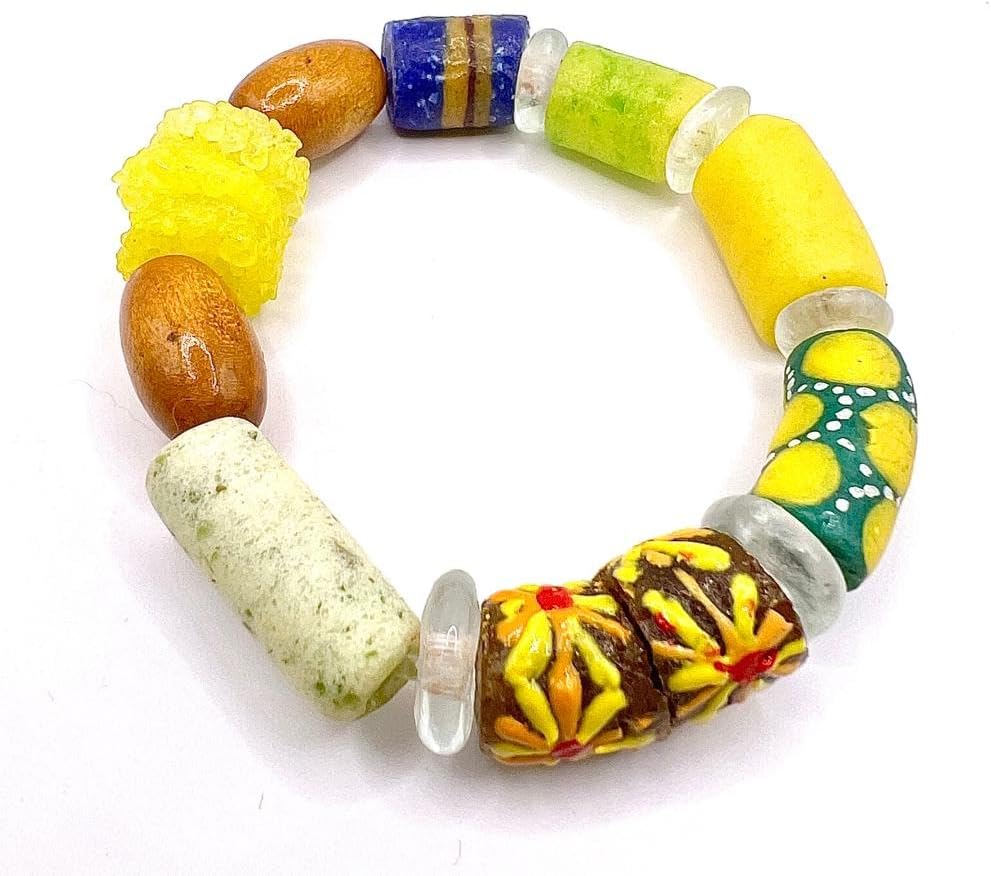 Ghanaian Handmade Powder Glass Trade Bead Bracelet for Unique Style