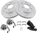 TRQ Wheel Hub & Premium Posi Ceramic Brake Pad Performance Rotor Kit