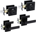 Black Exterior Door Lock Set with Deadbolt - Contemporary Matte Black