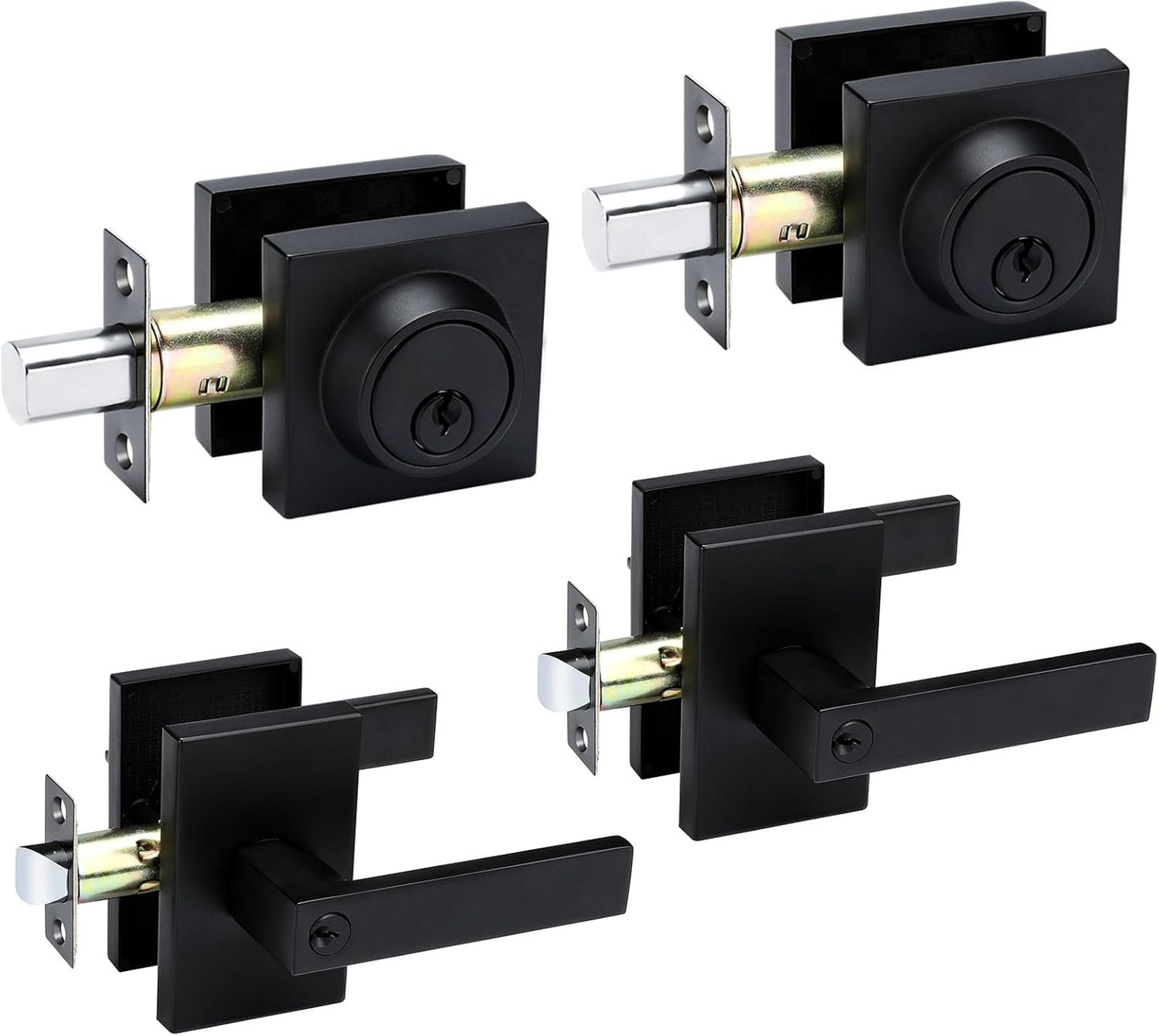 Black Exterior Door Lock Set with Deadbolt for Modern Homes