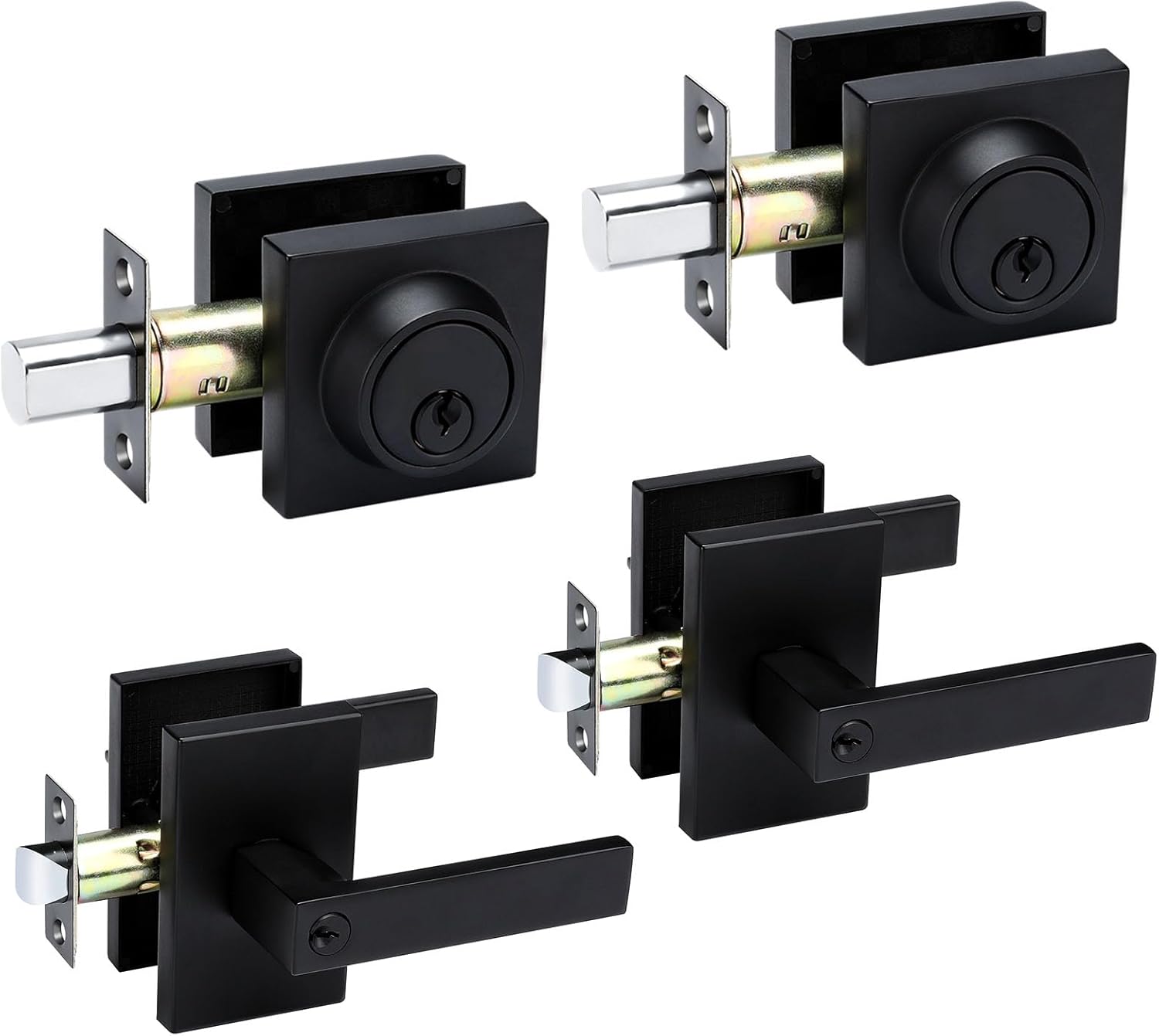 Black Exterior Door Lock Set with Deadbolt for Modern Homes
