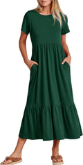 Womens Summer Maxi Dress A Line Tiered Flowy - Casual Beach Wear