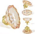 Champagne Crystal Knobs 16 Pack for Dresser Drawer - Brushed Gold Base