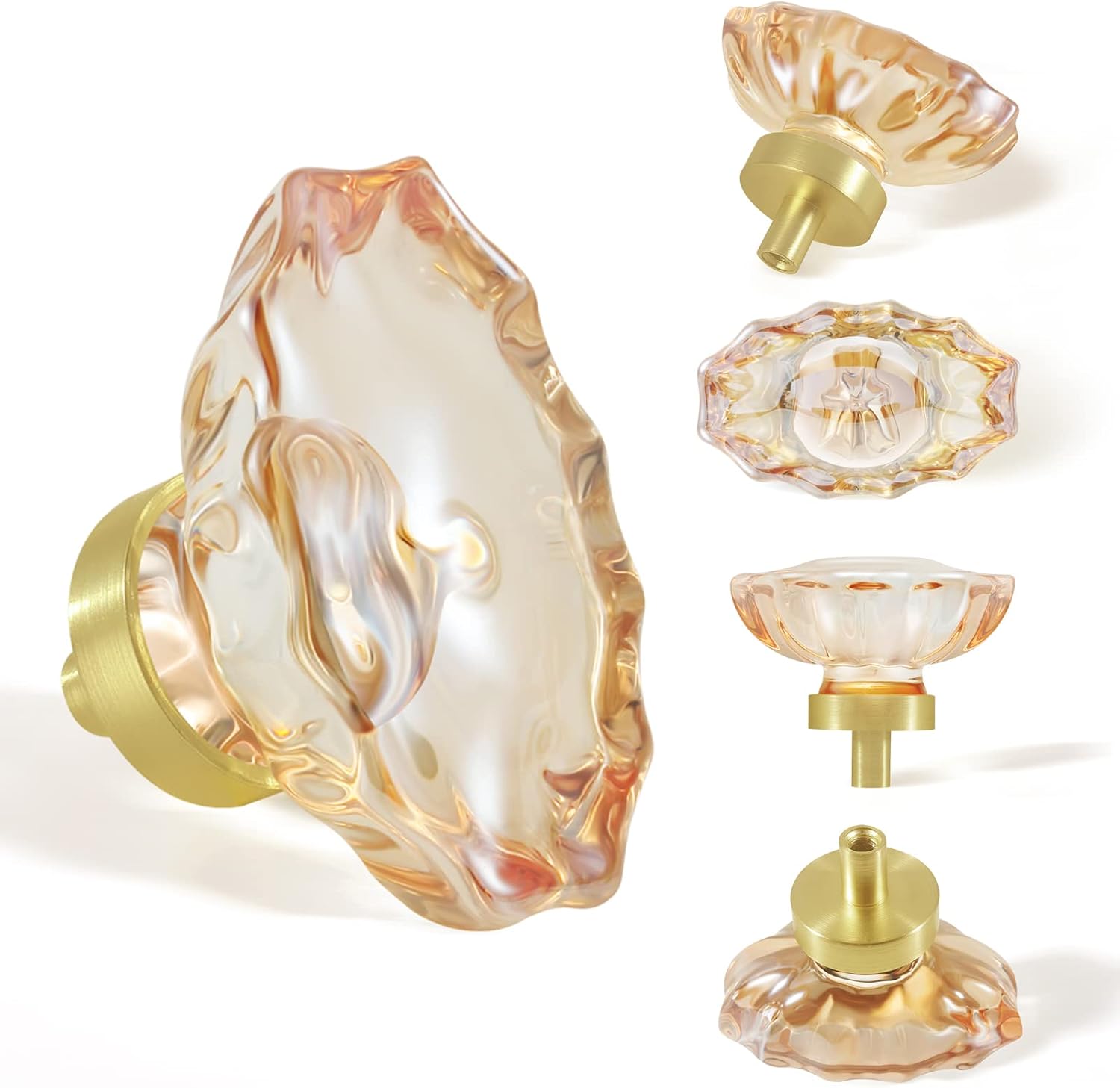 16 Pack Champagne Crystal Knobs for Dresser Drawer and Cabinet
