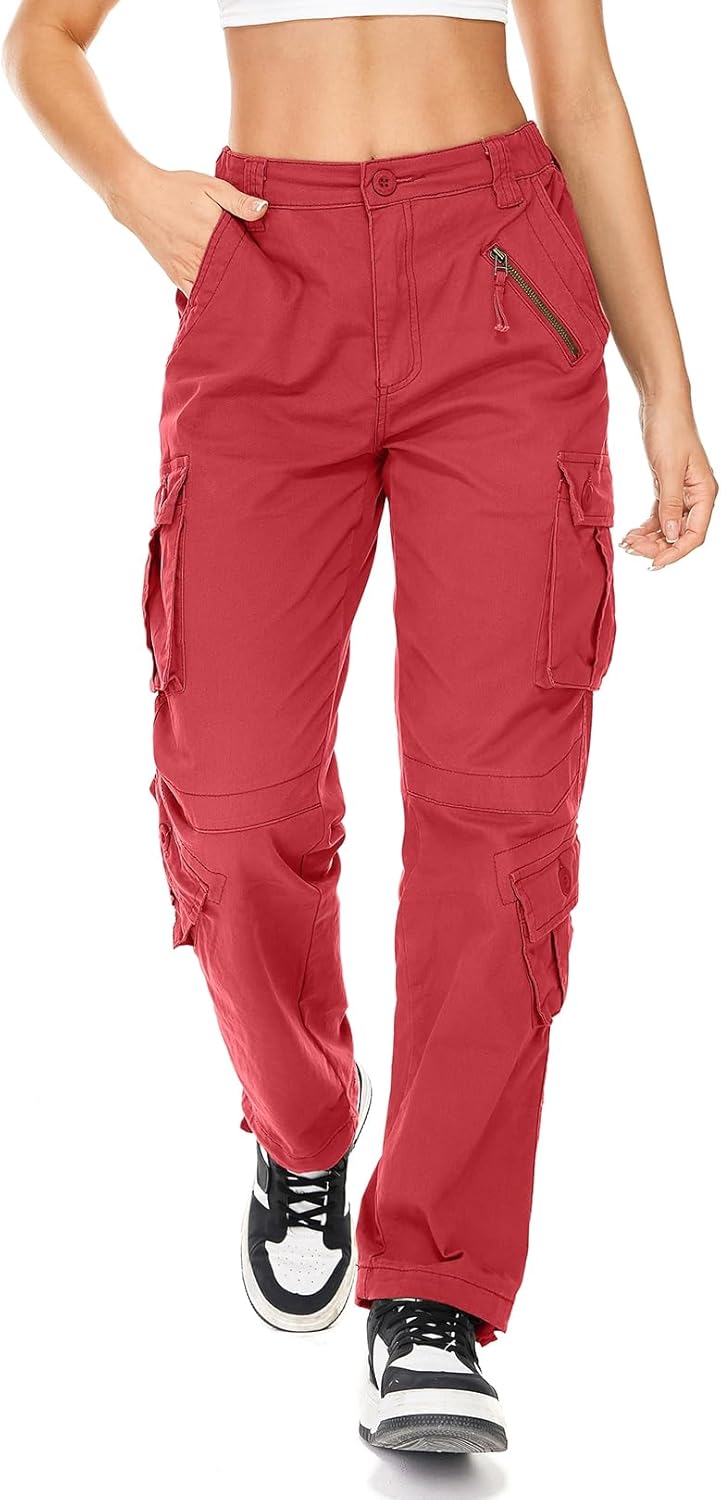 Womens Cargo Army Combat Work Pants with 8 Pockets for Comfort