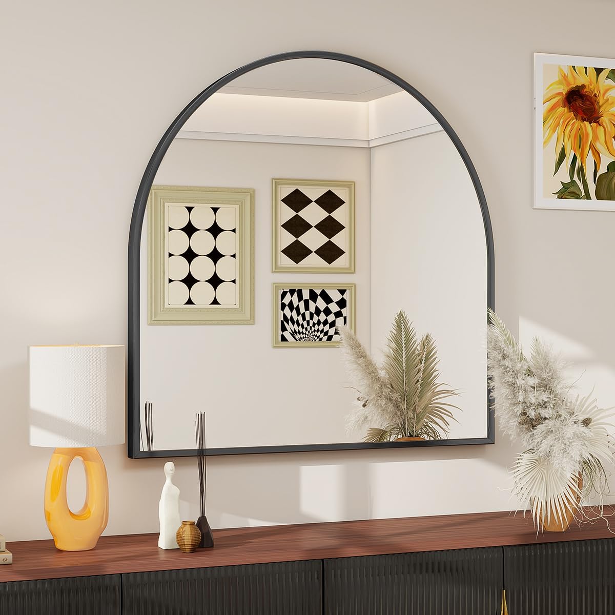 BEAUTYPEAK 31x32 Arch Bathroom Mirror for Elegant Spaces