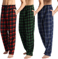 3 Pack Men's Fleece Pajama Pants Bottoms Plaid PJs - Warm, Soft