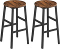 Bar Stools Set of 2 Round Bar Chairs with Footrest - Compact