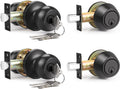 Entry Door Knob and Deadbolt Set in Matte Black - Keyed Alike Combo