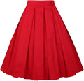 Girstunm Women's Pleated Vintage Floral Print A-line Midi Skirt