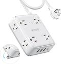 Surge Protector Power Strip with USB C and Flat Plug - Space-Saving