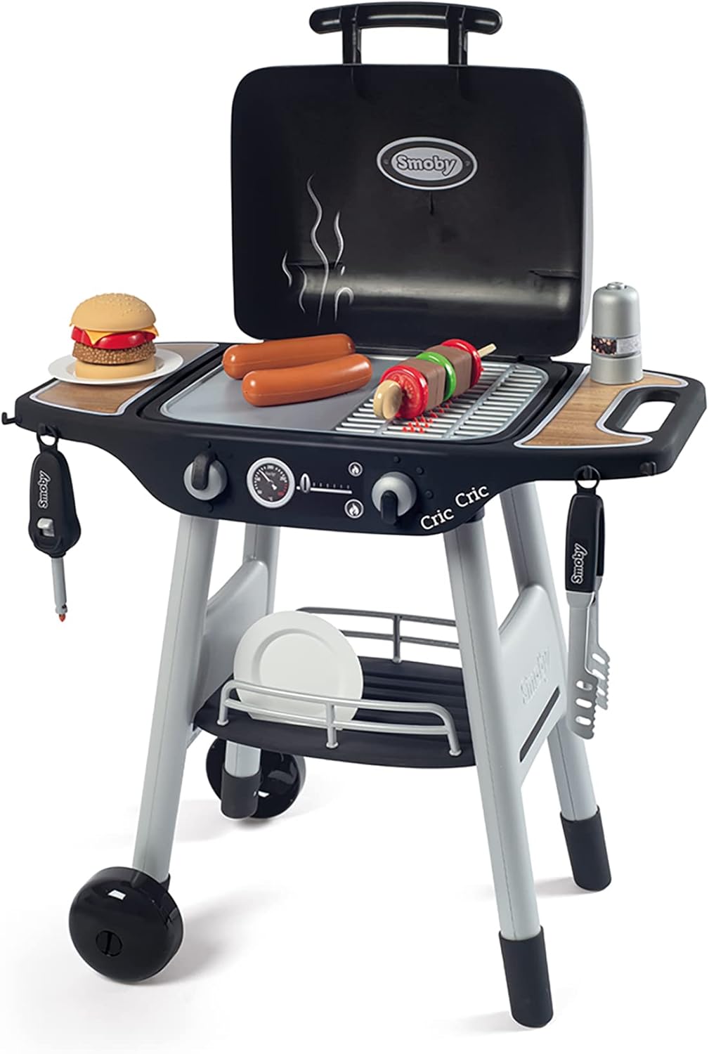 Smoby BBQ Plancha Grill Set - Realistic Flames, 18-Piece Playset