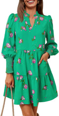 Imily Bela Womens Fall Long Sleeve Tunic Dress - Tiered Casual Style
