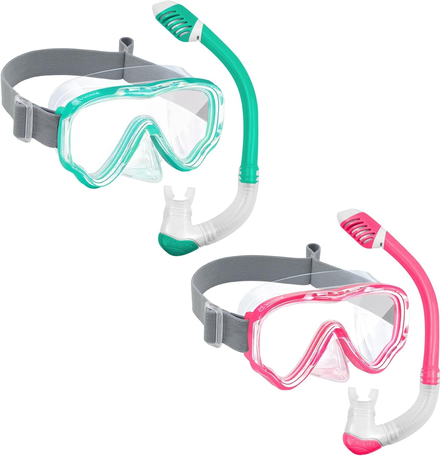 Vvinca Snorkeling Gear for Kids - Dry Top Snorkel Set for Youth