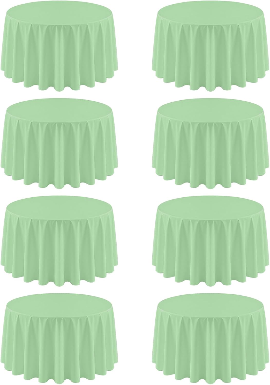 8 Pack Sage Green Round Tablecloths for Elegant Events