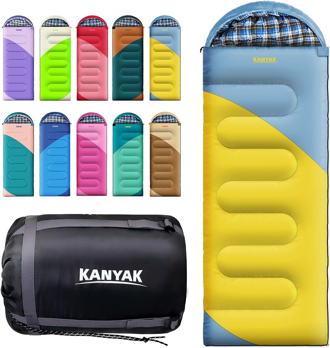 Camping Sleeping Bag for Adults and Kids - Warm 3-4 Season Gear