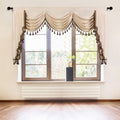 Beige Double-Sided Chenille Waterfall Valance W79 in - Luxury Window