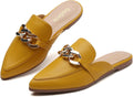 Metal Chain Decor Flat Mules for Women - Chic Pointed SlipOn Flats