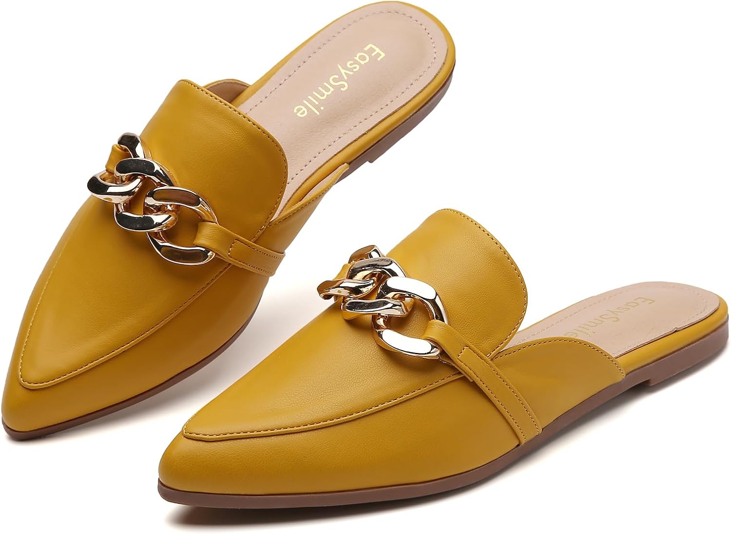 Metal Chain Decor Flat Mules for Women - Stylish and Comfortable