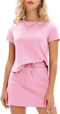 EXLURA Womens Summer 2 Piece Short Skirt Set - Breathable Cotton
