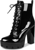 Platform Boots for Women Heeled Combat Chunky Heel Booties - Stylish