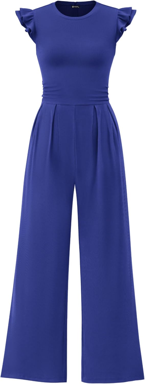 Stylish Summer Jumpsuits for Women Dressy Ruffle Cap Sleeves