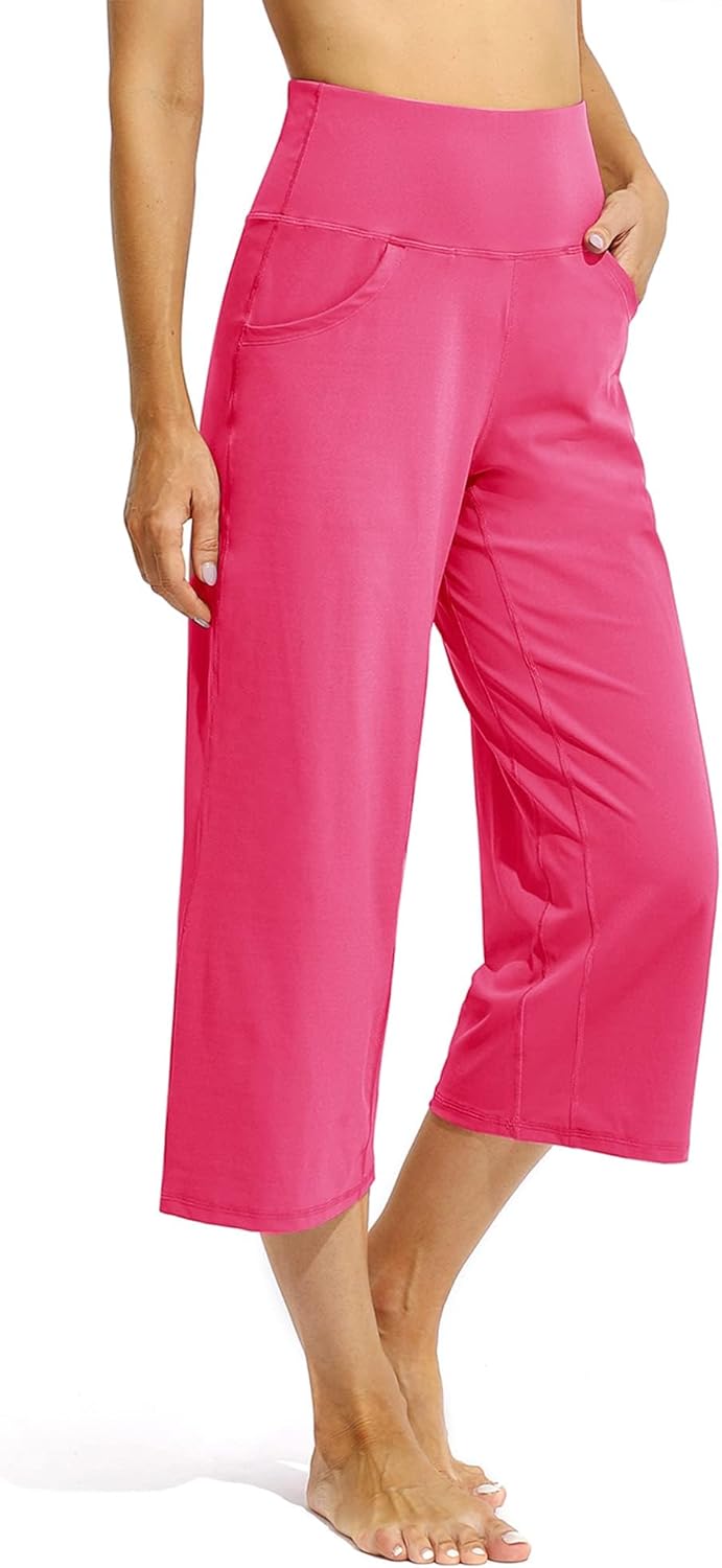 Promover Capri Pants for Women: Comfortable Wide Leg Yoga Wear