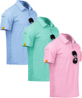 ZITY Men's Casual Polo Shirts Short Sleeve Set of Three for Comfort
