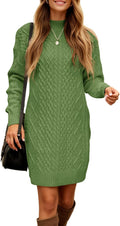 Cable Knit Mini Sweater Dress Turtleneck - Slim Fall Knitwear