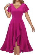 Cocktail Dresses for Women - Vintage VNeck Ruffle High Low Midi