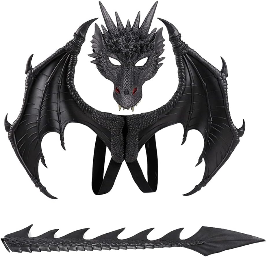 Dragon Costume for Kids - Wing Tail Mask Set for Parties