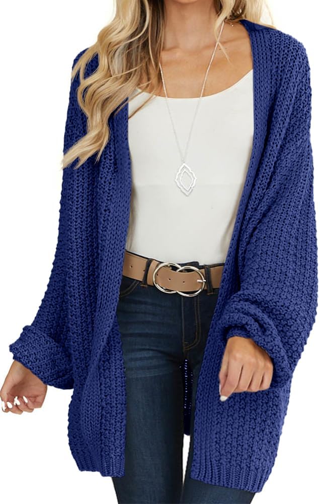 Maroway Womens Cardigan: Stylish Open Front Chunky Knit Sweater
