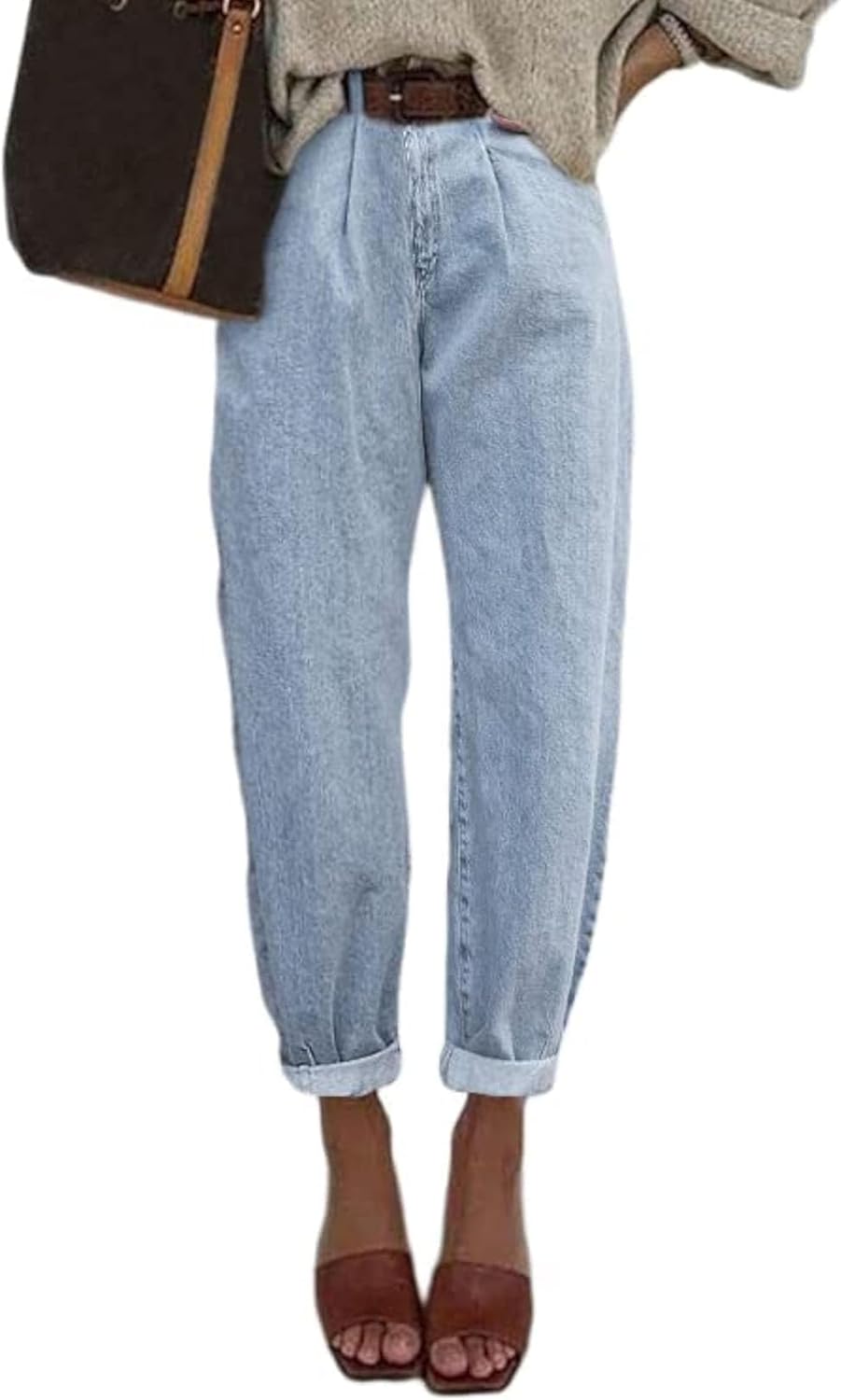 EVALESS Womens Baggy Jeans High Waisted Stretchy Boyfriend Denim