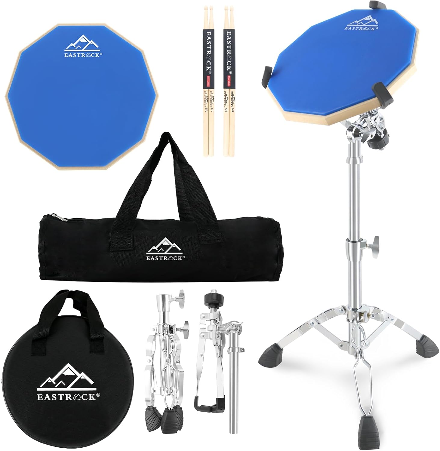 EASTROCK 12 Inch Double Sided Silent Drum Pad and Stand Bundle