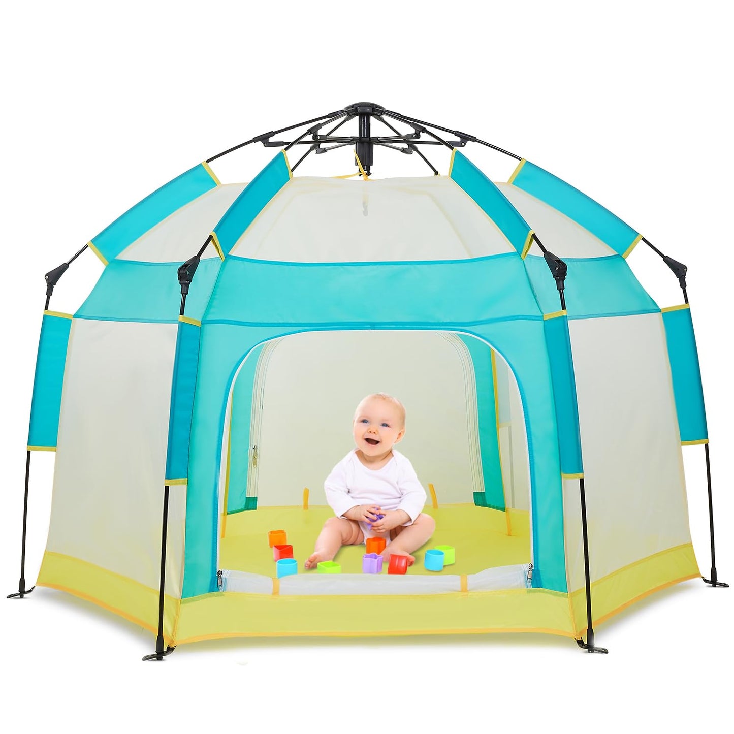 Portable Baby Playpen with Canopy - UV Protection & Mosquito Net