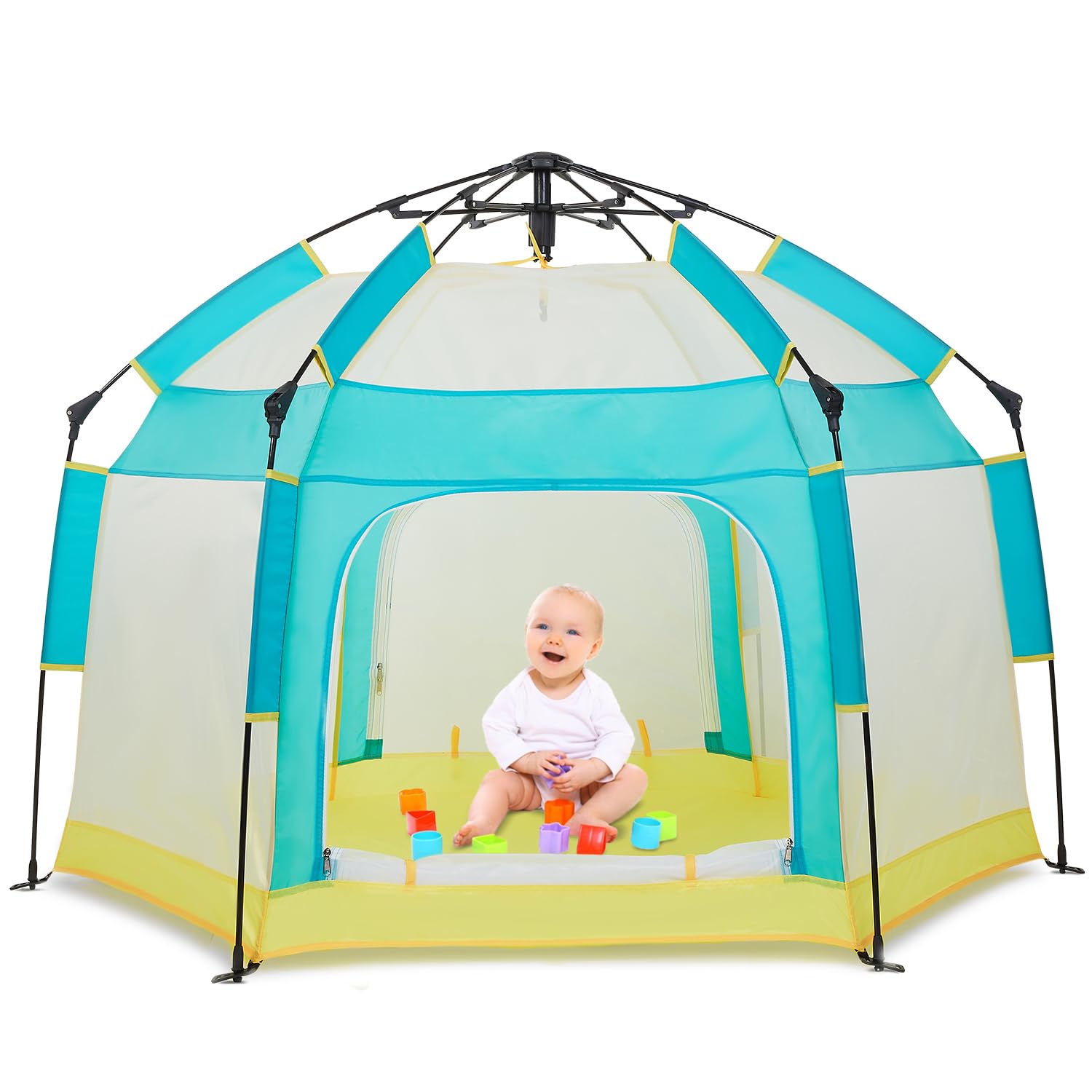 Portable Baby Playpen with Canopy - UV Protection & Mosquito Net